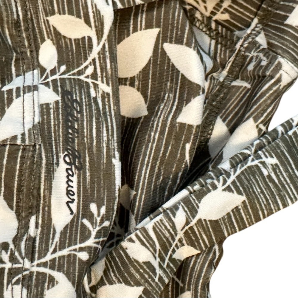 Eddie Bauer Sun Dress Olive Green White Leaf Print UPF 50 M Women NWT - Picture 6 of 10